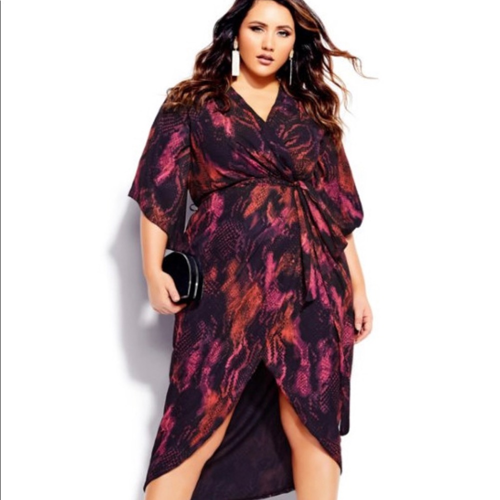 City Chic Plus Size Garnet Slither HighLo Sze L/20